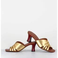 Mules Petit Talon Metallise Bronze & Rouge - Nalma44 Dali Oro