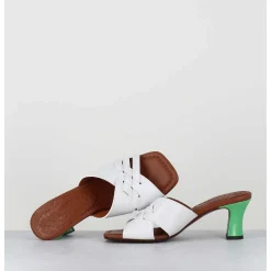 Mules Petit Talon Naplak Blanc & Vert - Nalma44 Ferrari Blanco