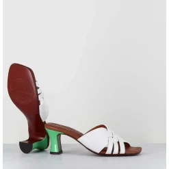 Mules Petit Talon Naplak Blanc & Vert - Nalma44 Ferrari Blanco