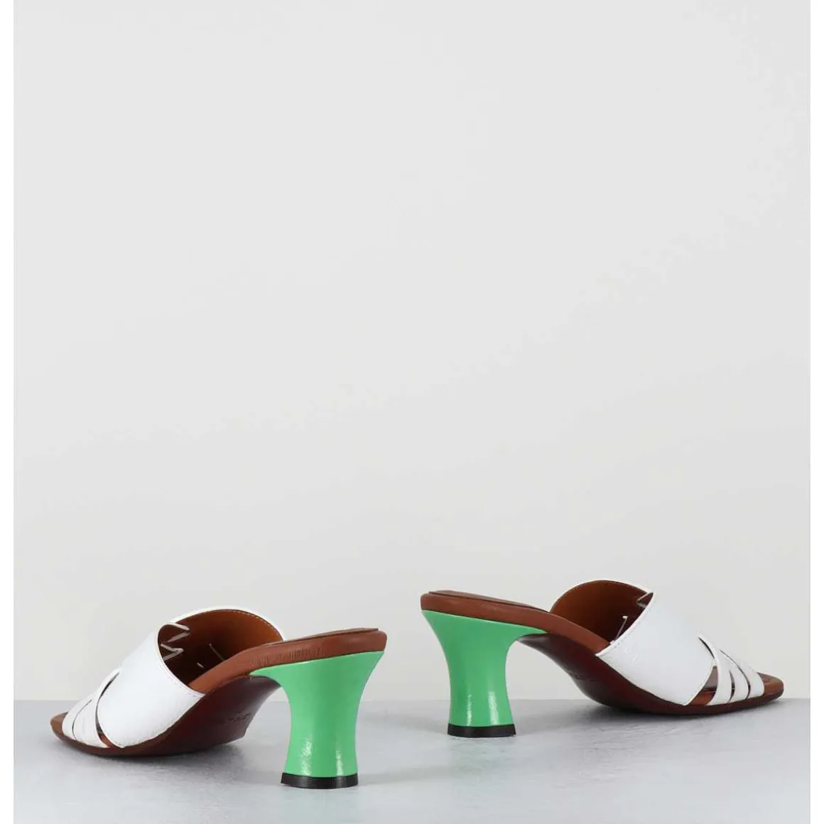 Mules Petit Talon Naplak Blanc & Vert - Nalma44 Ferrari Blanco