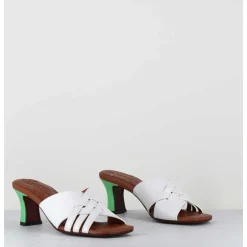 Mules Petit Talon Naplak Blanc & Vert - Nalma44 Ferrari Blanco