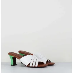 Mules Petit Talon Naplak Blanc & Vert - Nalma44 Ferrari Blanco