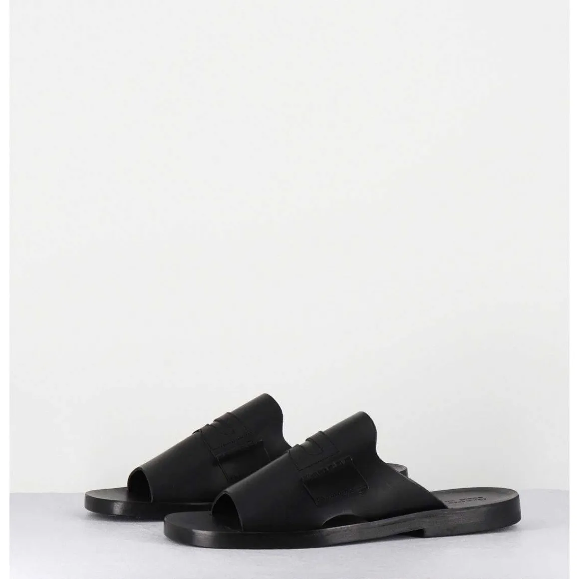Mules Plates En Cuir Lisse Noir - Reisand Tucson Nero
