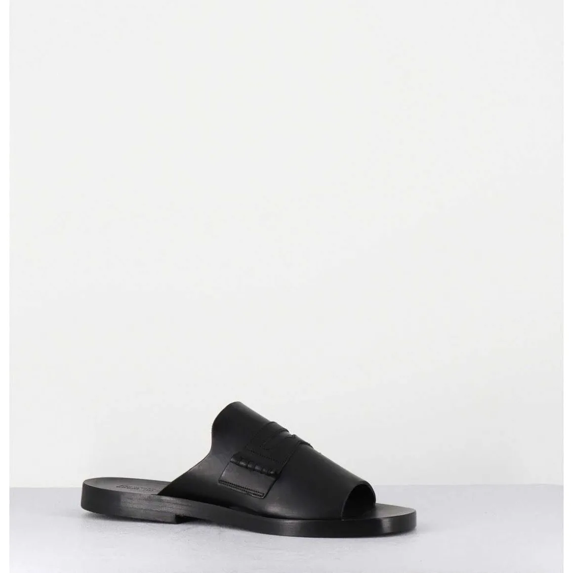 Mules Plates En Cuir Lisse Noir - Reisand Tucson Nero