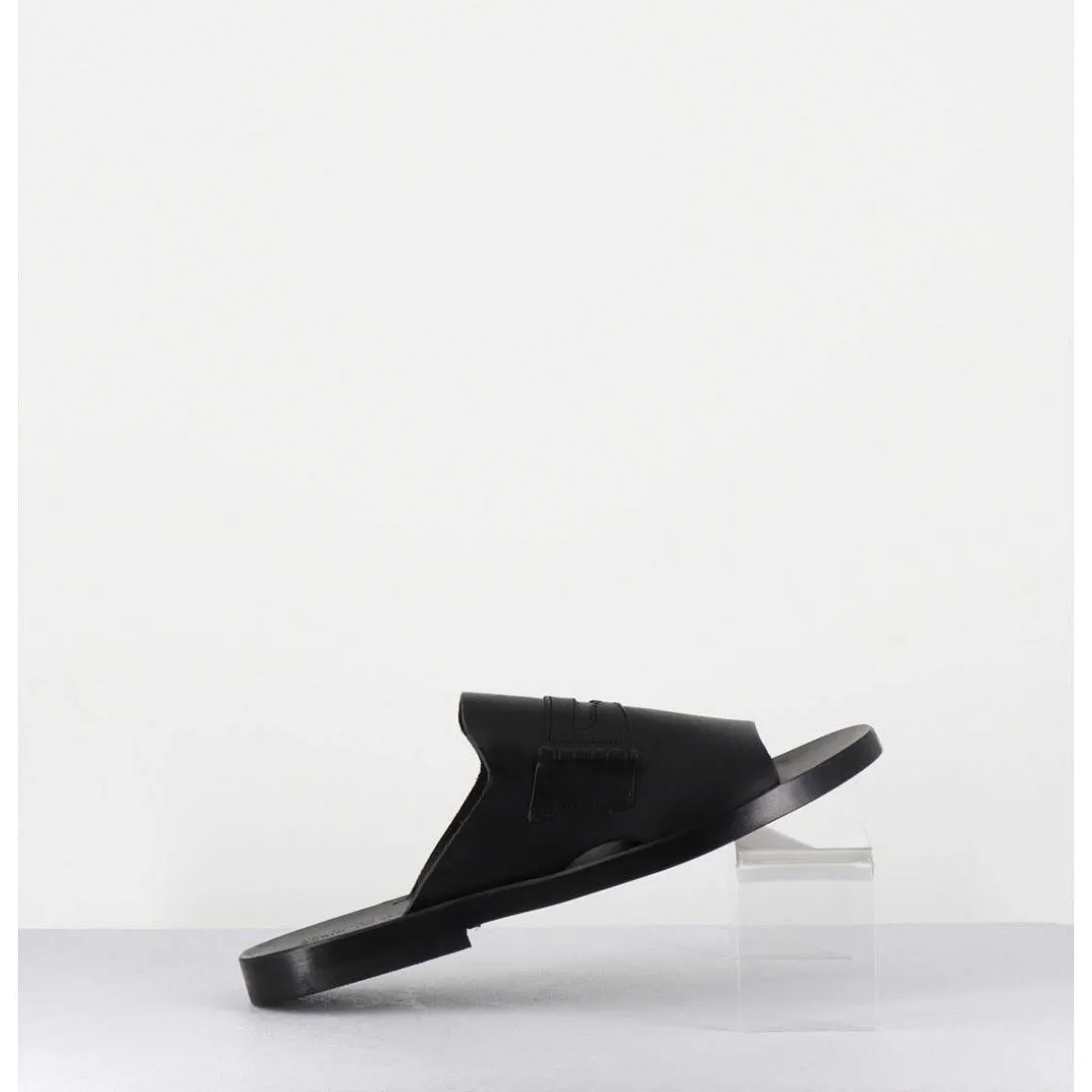 Mules Plates En Cuir Lisse Noir - Reisand Tucson Nero
