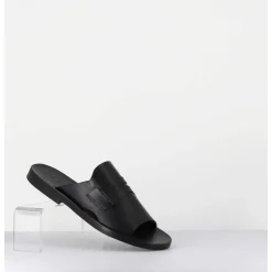 Mules Plates En Cuir Lisse Noir - Reisand Tucson Nero