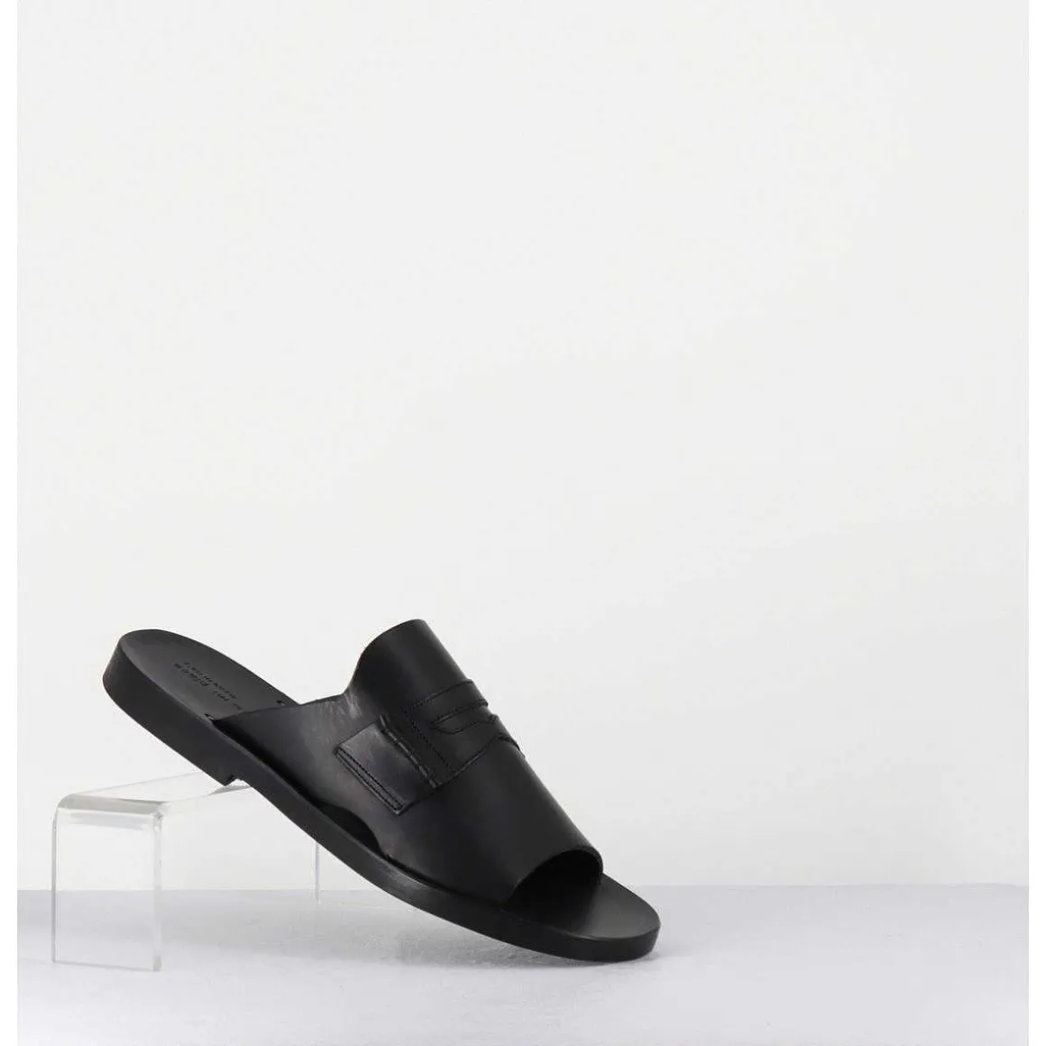 Mules Plates En Cuir Lisse Noir - Reisand Tucson Nero