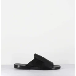Mules Plates En Cuir Lisse Noir - Reisand Tucson Nero