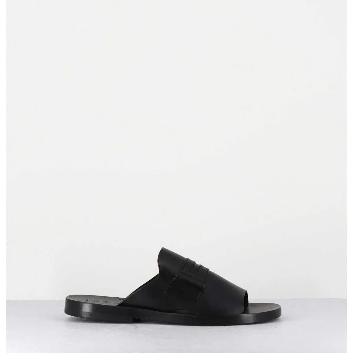 Mules Plates En Cuir Lisse Noir - Reisand Tucson Nero