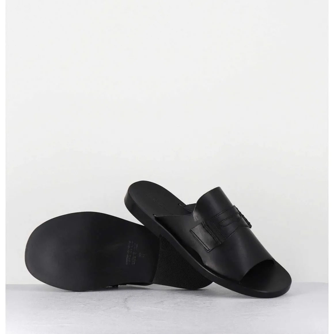 Mules Plates En Cuir Lisse Noir - Reisand Tucson Nero
