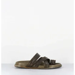 Mules Plates Entre-Doigts En Cuir Souple Kaki - Kerem Tuffato Forest