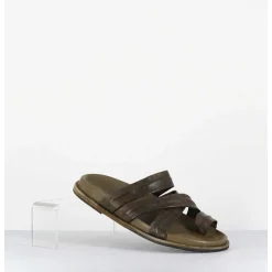 Mules Plates Entre-Doigts En Cuir Souple Kaki - Kerem Tuffato Forest