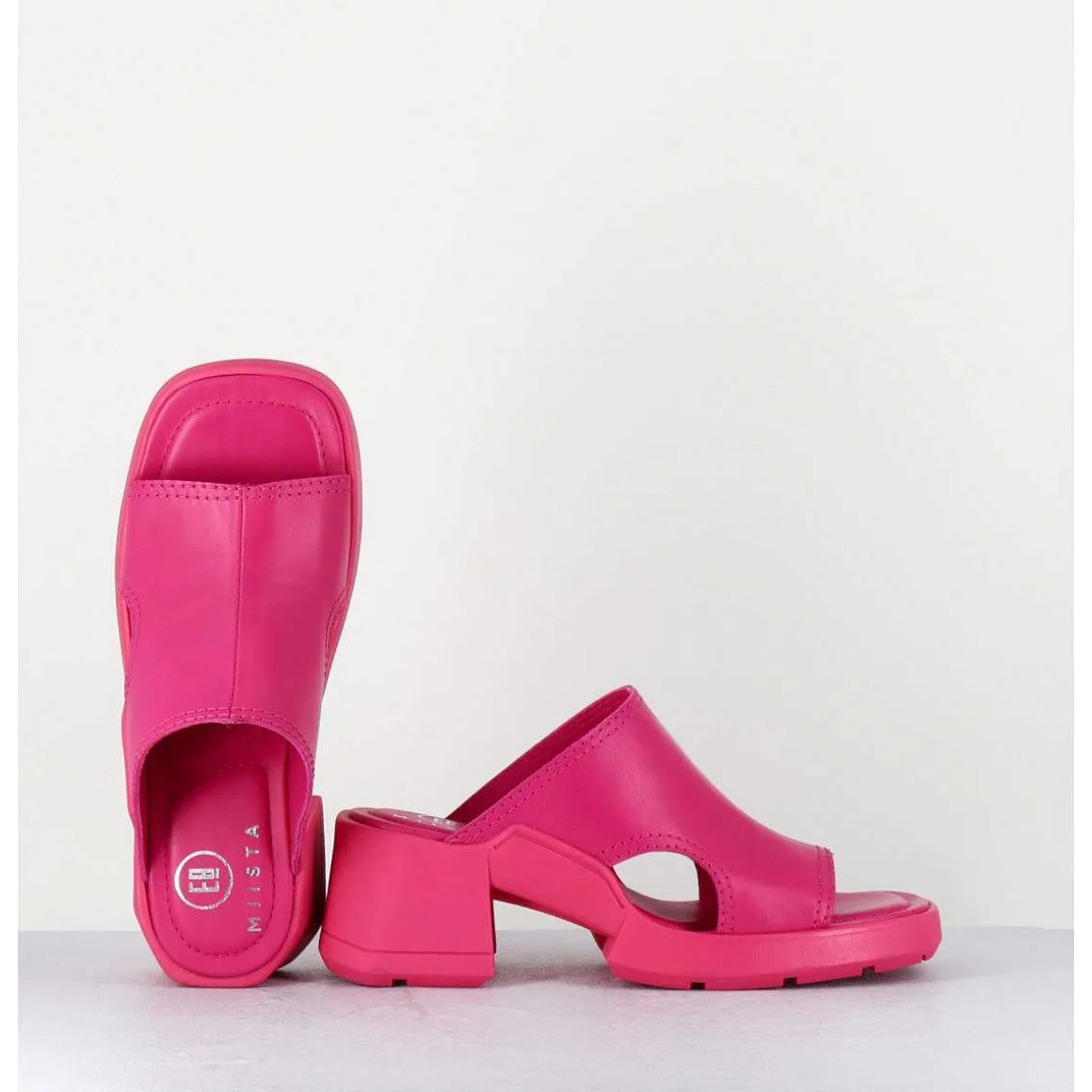 Mules 90S Cuir Rose & Surpiqures - Tawny Pink Mules