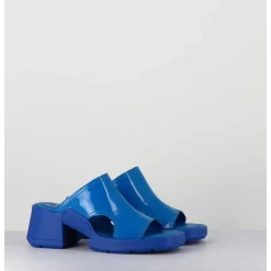Mules 90S Cuir Vernis Bleu & Surpiqures - Tawny Blue Mules