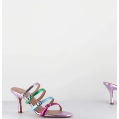 Mules 90S Petit Talon Cuir Metallise Multico - Cerno Wash Glicine