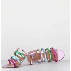 Mules 90S Petit Talon Cuir Metallise Multico - Cerno Wash Glicine