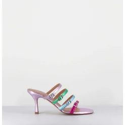 Mules 90S Petit Talon Cuir Metallise Multico - Cerno Wash Glicine
