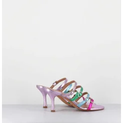 Mules 90S Petit Talon Cuir Metallise Multico - Cerno Wash Glicine