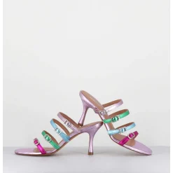 Mules 90S Petit Talon Cuir Metallise Multico - Cerno Wash Glicine