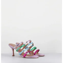 Mules 90S Petit Talon Cuir Metallise Multico - Cerno Wash Glicine