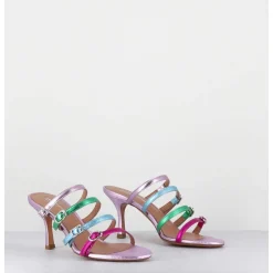 Mules 90S Petit Talon Cuir Metallise Multico - Cerno Wash Glicine