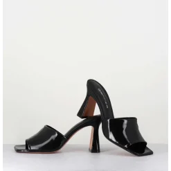 Mules 90S Talon Haut Vernis Noir - Narow Vernice Nero