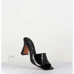 Mules 90S Talon Haut Vernis Noir - Narow Vernice Nero