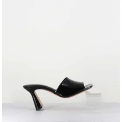 Mules 90S Talon Haut Vernis Noir - Narow Vernice Nero