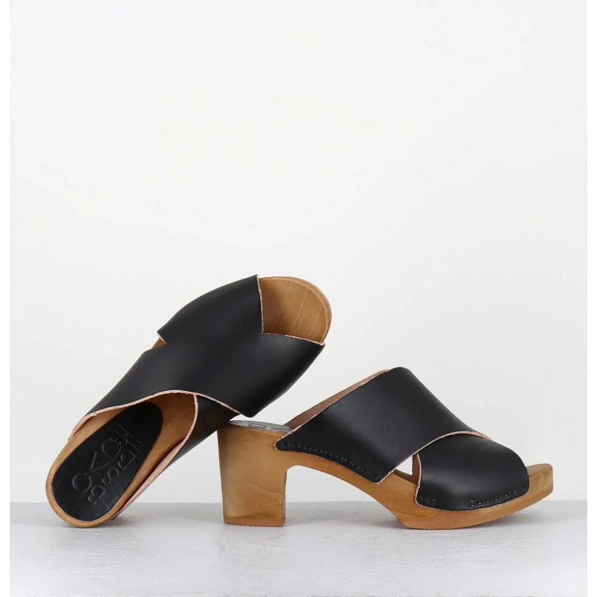 Mules Sabots En Cuir Noir - Rita-Veg Noir