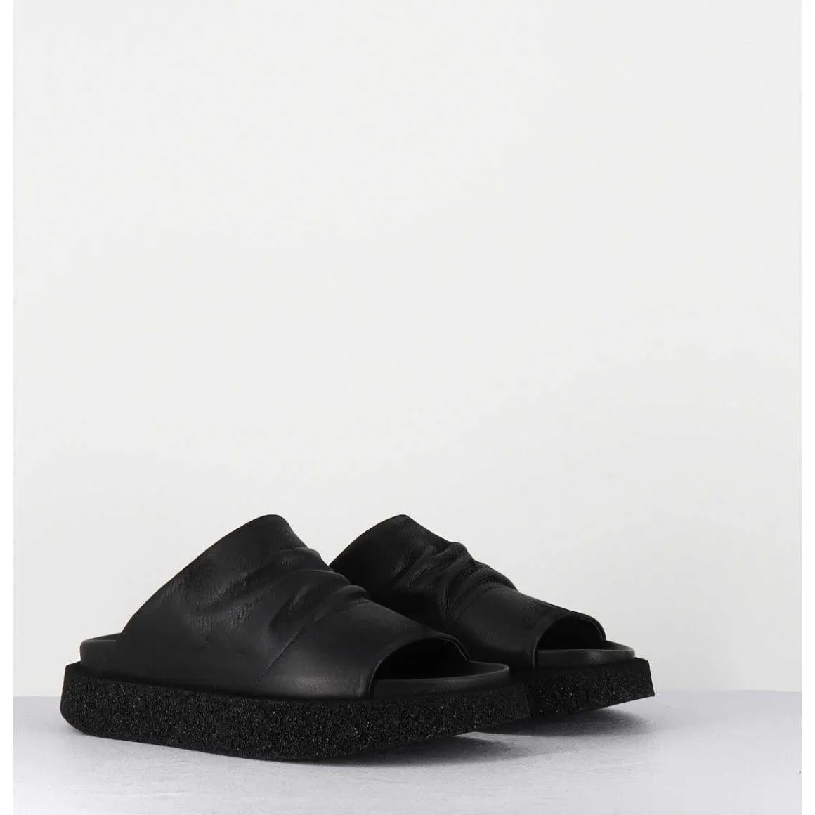 Mules Semelle Legere En Cuir Noir - 3383 Gas Nero
