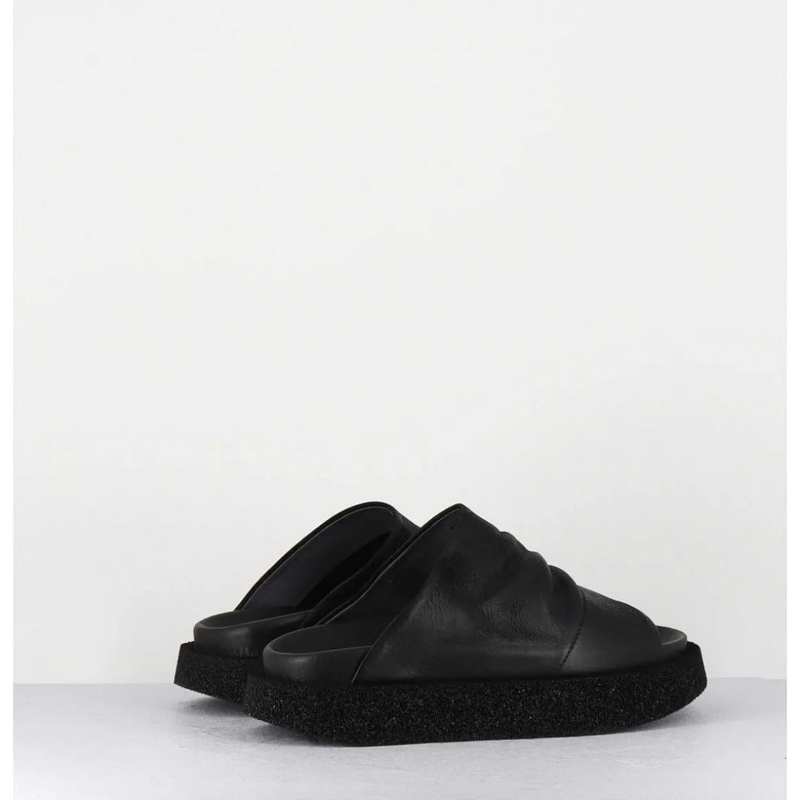 Mules Semelle Legere En Cuir Noir - 3383 Gas Nero