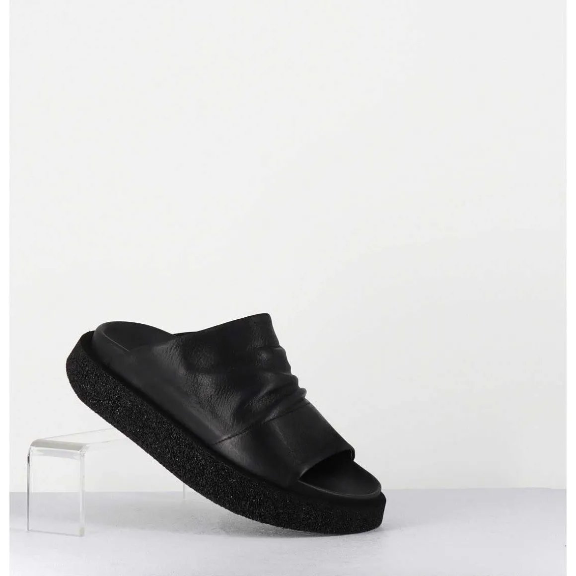 Mules Semelle Legere En Cuir Noir - 3383 Gas Nero