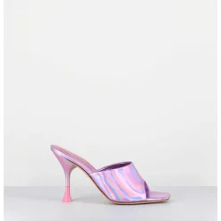 Mules Talon Haut Cuir Iridescent Rose - Asia Cosmo Candy