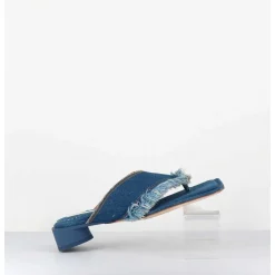 Mules Tong En Jean Petit Talon - Pythia Denim Sandals