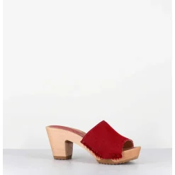 Mules-Sabots A Talon Poulain Rouge - 455-Pls Court Rouge