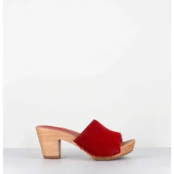 Mules-Sabots A Talon Poulain Rouge - 455-Pls Court Rouge