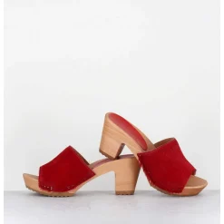 Mules-Sabots A Talon Poulain Rouge - 455-Pls Court Rouge