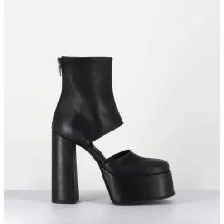 Open Platform Boots En Cuir Noir - 3760 Gas Nero