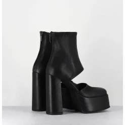 Open Platform Boots En Cuir Noir - 3760 Gas Nero