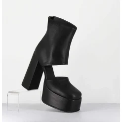 Open Platform Boots En Cuir Noir - 3760 Gas Nero