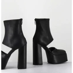 Open Platform Boots En Cuir Noir - 3760 Gas Nero