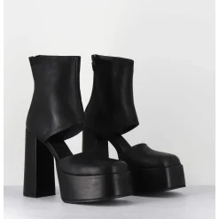 Open Platform Boots En Cuir Noir - 3760 Gas Nero