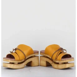 Original 70S Platform Mules Cuir Jaune - Priva Suave Sunflower