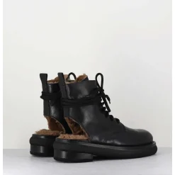 Rangers Fourrees En Cuir Noir - Hug12 Nero
