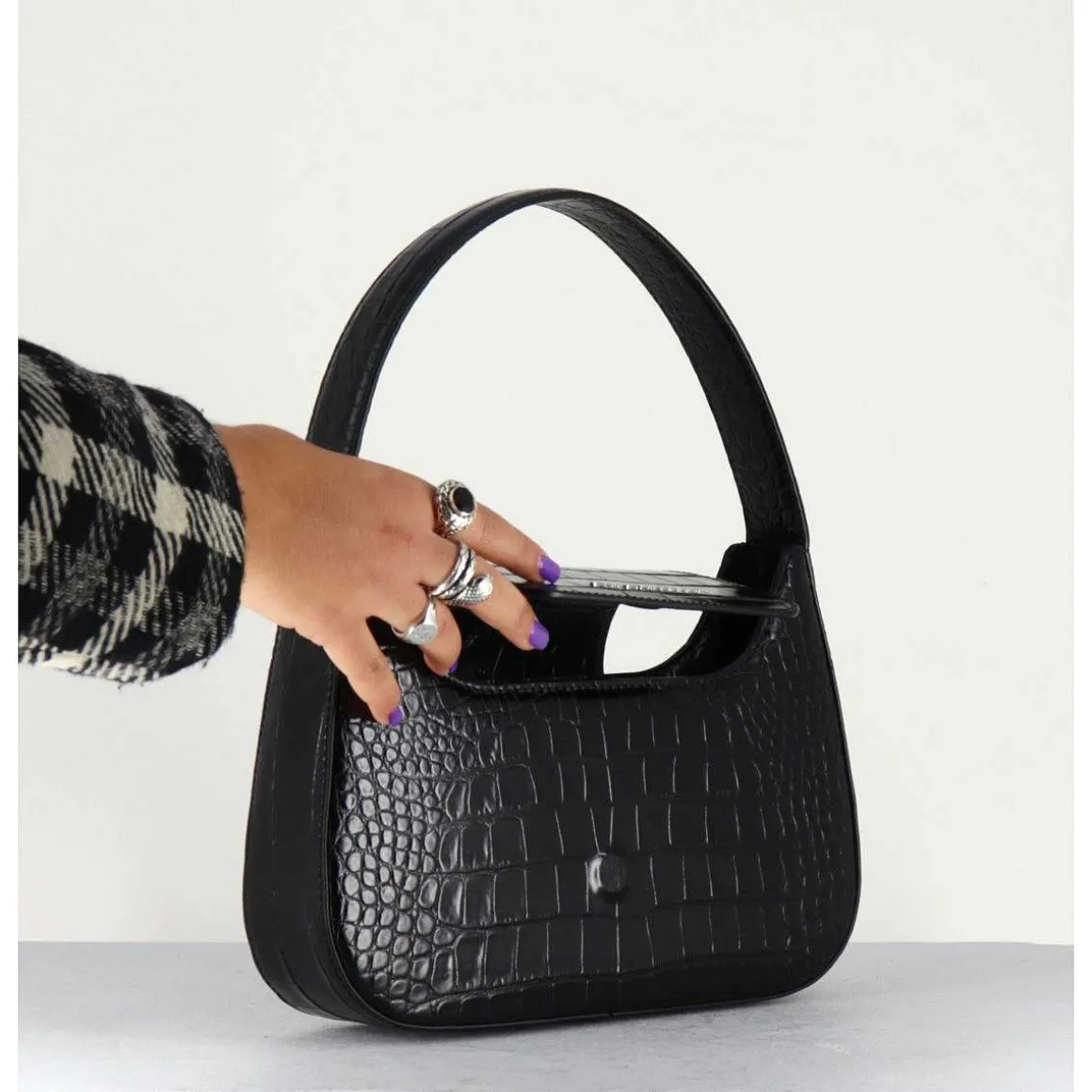 Retro Bag Black - Croco Noir