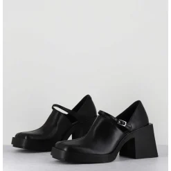 90S Mary-Jane Cuir Souple Noir - Kim Black