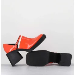 90S Mary-Jane En Cuir Vernis Orange - Kim Orange Patent