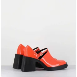 90S Mary-Jane En Cuir Vernis Orange - Kim Orange Patent