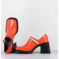 90S Mary-Jane En Cuir Vernis Orange - Kim Orange Patent