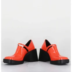 90S Mary-Jane En Cuir Vernis Orange - Kim Orange Patent